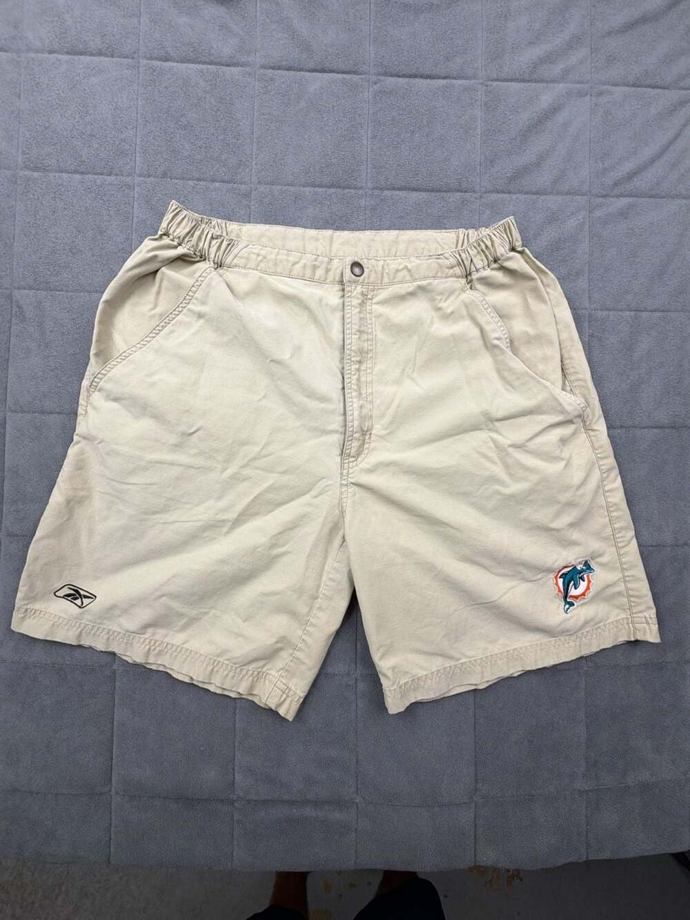 Vintage Reebok Miami Dolphins NFL Authentic Team Apparel Khaki Twill Shorts